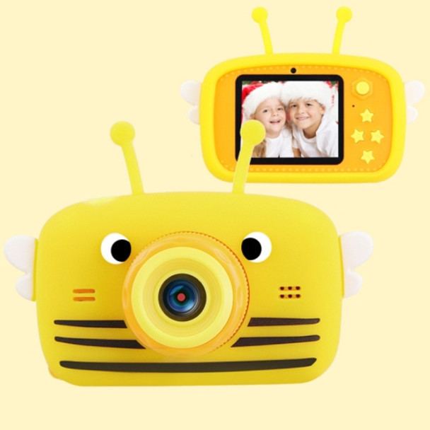 HoneyBee Children Toy Camera HD Front and Rear Dual-lens Camera Cartoon Digital Camera(Yellow)