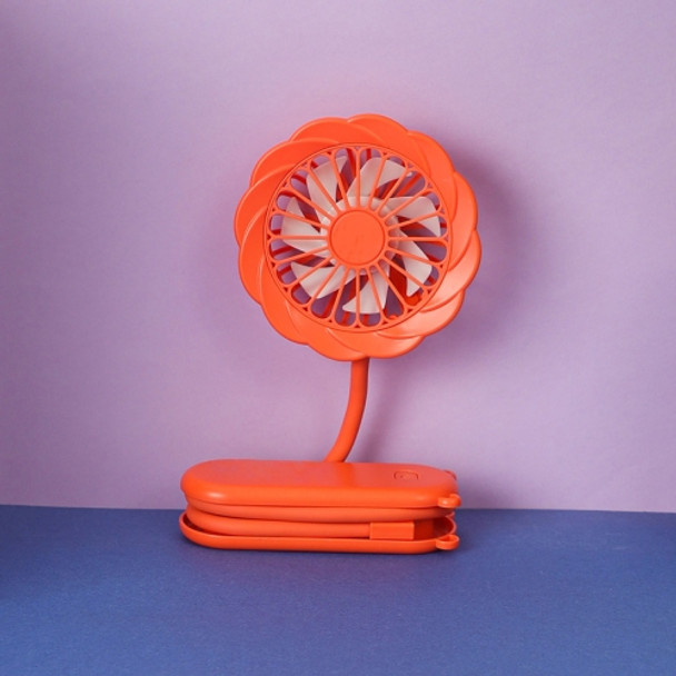 Hanging Neck Small Fan Desktop Folding Outdoor USB Fan Handheld Stroller Fan(Orange)