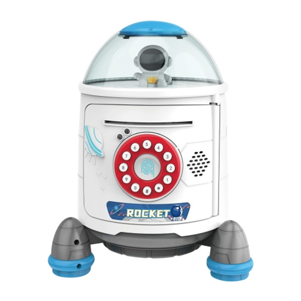 Fingerprint Password Rocket Piggy Bank Toy( White)