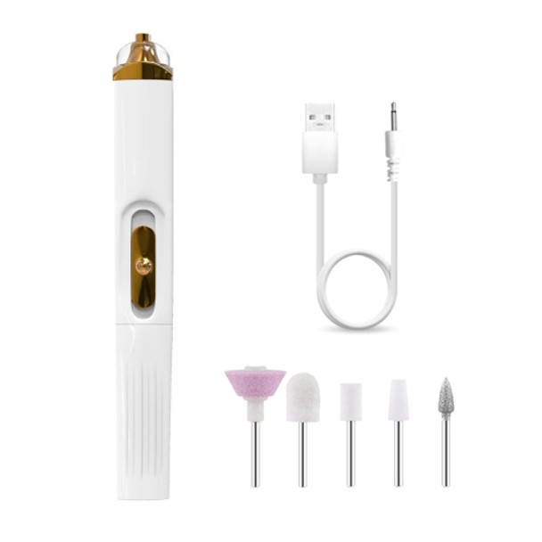 BZX5 5 In 1 USB Nail Polisher Peeling Manicure(Silver White)