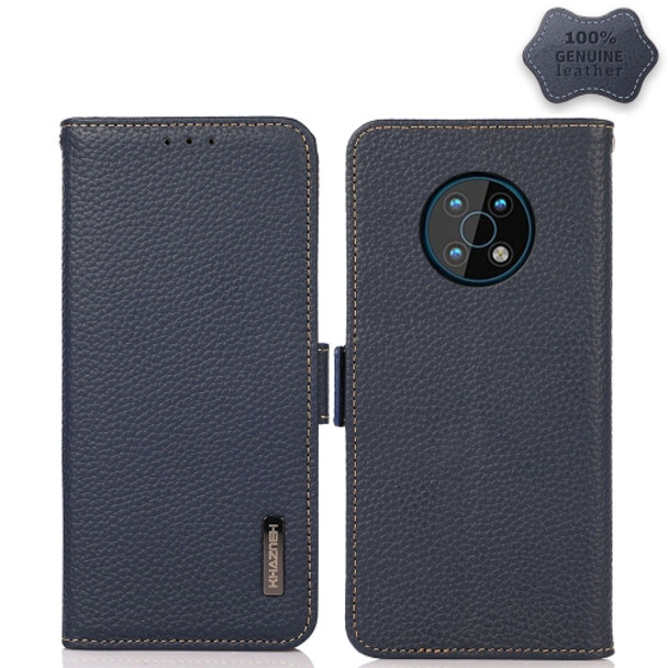 For Nokia G50 KHAZNEH Side-Magnetic Litchi Genuine Leather RFID Phone Case(Blue)