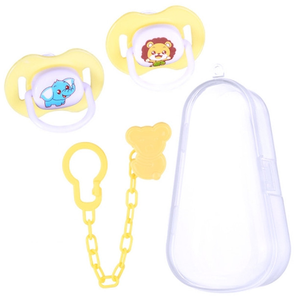 5 PCS Baby Cartoon Silicone Pacifier Set And Chain Combo Baby Sleeping Peacefully(Yellow)