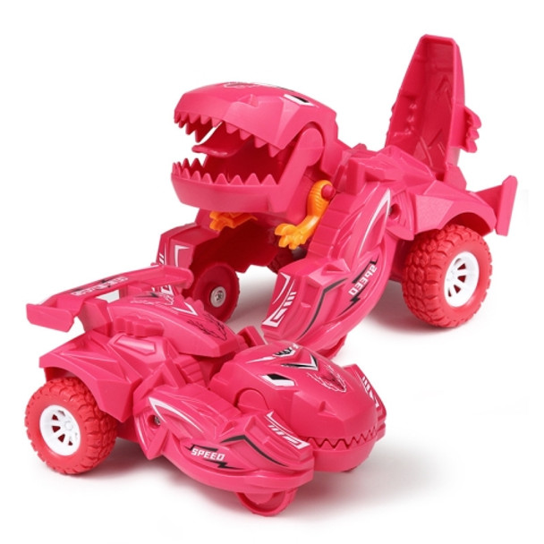 2 PCS Dinosaur Deformation Car Children Inertial Sliding Car Model Toy(Rose Red)