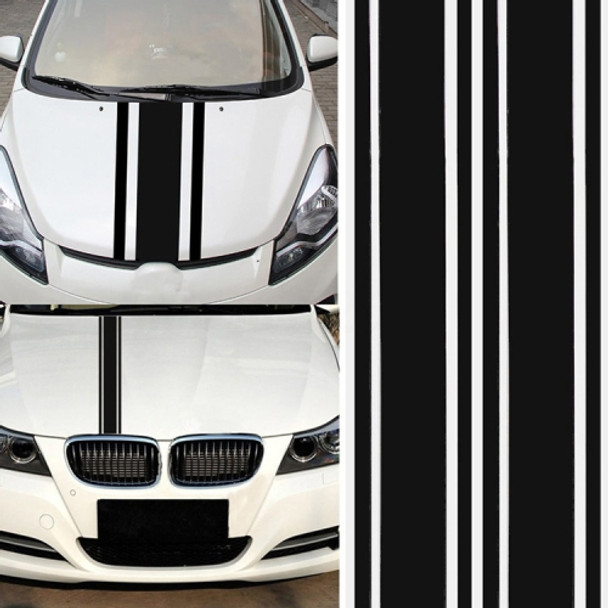 2 PCS Car Hood Stickers Modified Racing Striped Ethylene Body Sticker(Black)