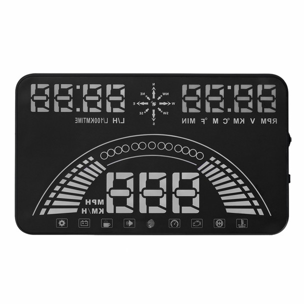 S7 5.8 inch Car GPS HUD / OBD2 Vehicle-mounted Gator Automotive Head Up Display Security System with Dual Display, Support Car Local Real Time & Real Speed & Turn Speed & Water Temperature & Oil Consumption & Driving Distance / Time & Voltage & Eleva