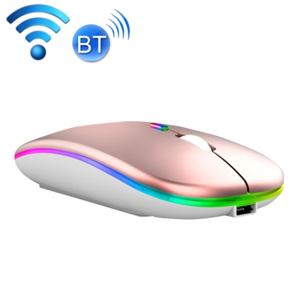 C7002 2400DPI 4 Keys Colorful Luminous Wireless Mouse, Color: Dual-modes Rose Gold