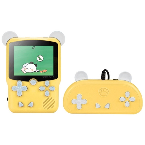 I50 999 in 1 Children Cat Ears Handheld Game Console, Style: Doubles (Yellow)