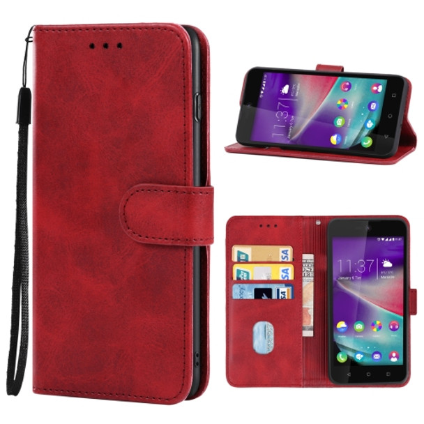 Leather Phone Case For Wiko Rainbow Lite(Red)