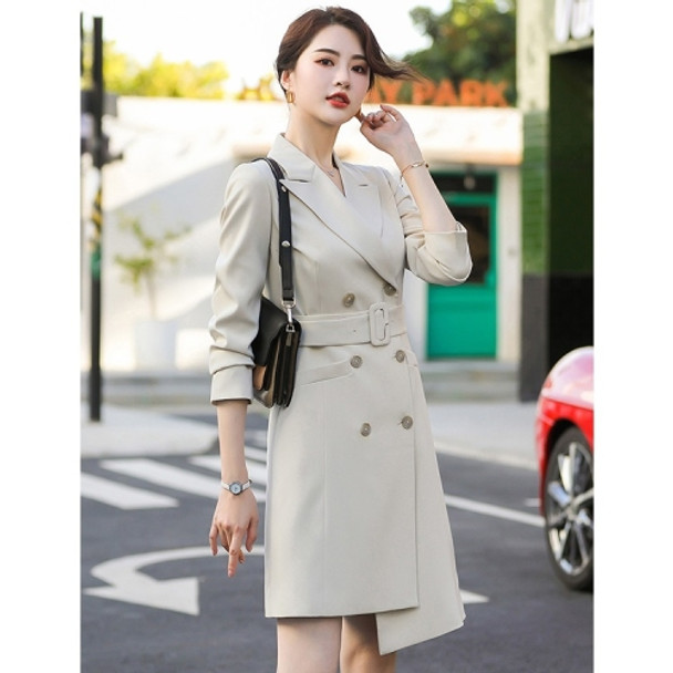 Long Waist Coat With Slits And Cardigan (Color:Apricot Size:M)