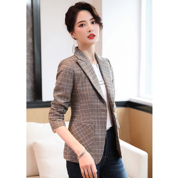 Fashion Casual Plaid Suit (Color:Yellow Size:S)