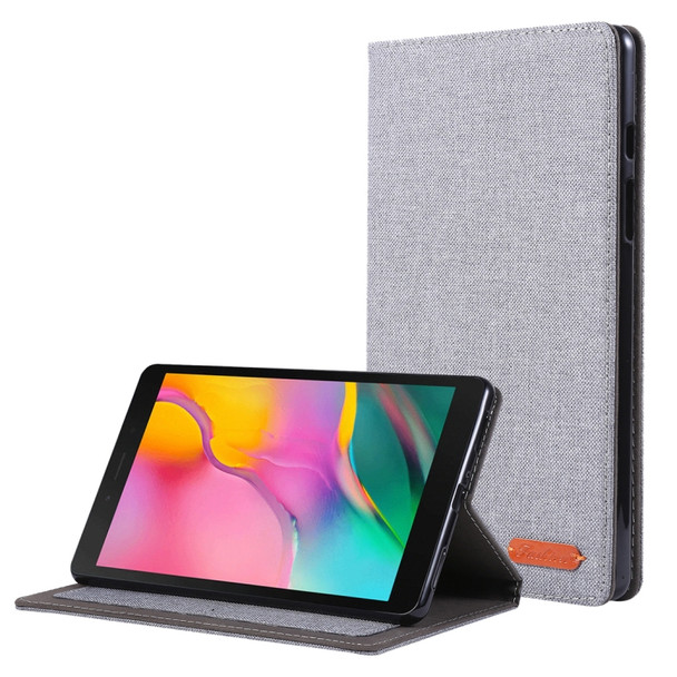 For Galaxy Tab A8.0  T290 / T295 (2019) Cloth Teature Horizontal Flip PU Leather Case with with Holder & Card Slots(Gray)