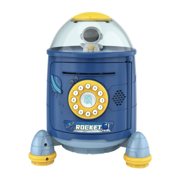 Fingerprint Password Rocket Piggy Bank Toy( Blue)