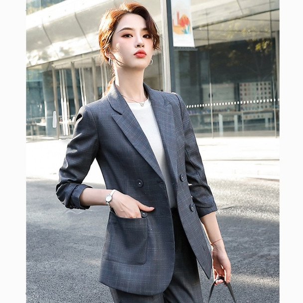 Business Wear Fashion Casual Suit Work Clothes Suit, Style: Coat + Pants (Color:Grey Size:XXXXXL)