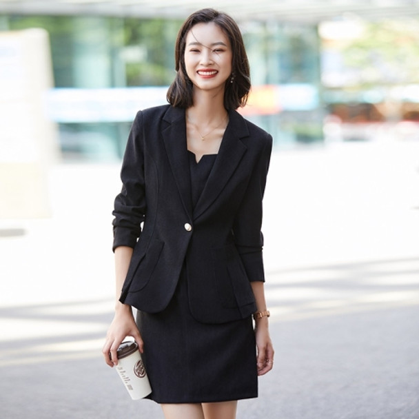 Business Wear Casual Suit, Style: Skirt + Coat (Color:Black Size:XXL)