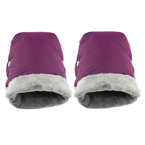 Baby Stroller Armrest Waterproof Warm Gloves(Purple)