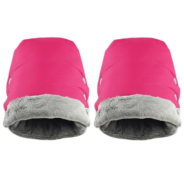 Baby Stroller Armrest Waterproof Warm Gloves(Pink)