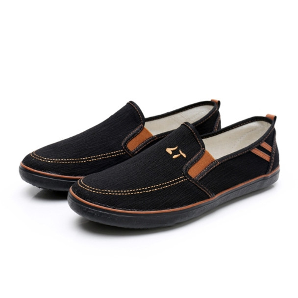 LuTai Men Loafers Rubber Sole Shoes Breathable Wear-Resistant Casual Shoes, Size: 44(1909 Black)