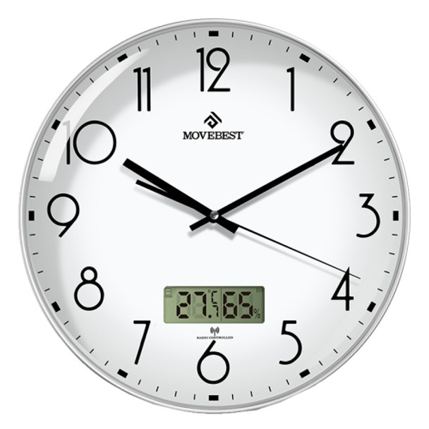 MOVEBEST 12 Inch Living Room Wall Clock Home Plastic Watch, Style: G2001-L White Surface White Frame