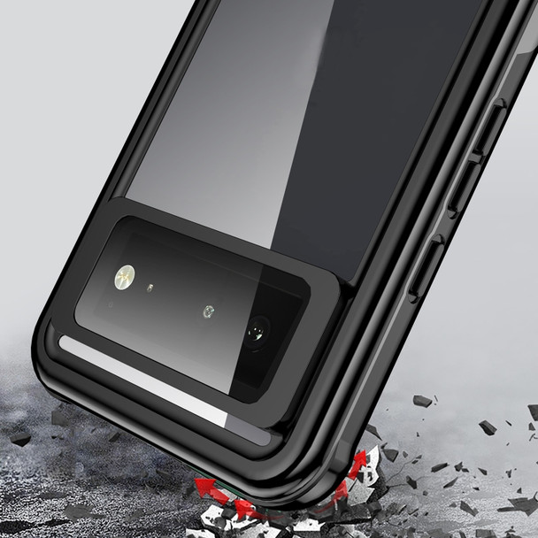 For Google Pixel 6 Waterproof Dustproof Shockproof Transparent Acrylic Protective Phone Case(Black)