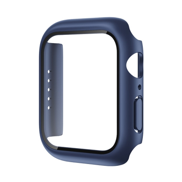 ROCK 2 in 1 PC Frame + Tempered Glass Protector Case For  Apple Watch Series 7 41mm(Blue)