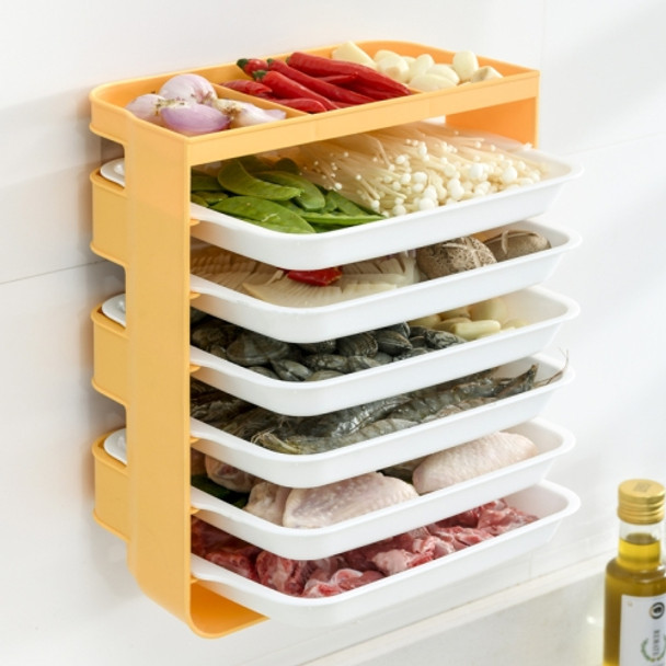 XW-PC001 Household Multi-Layer Punch-Free Side Dish Kitchen Wall Rack, Colour: Large 6-layers (Yellow)