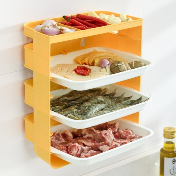 XW-PC001 Household Multi-Layer Punch-Free Side Dish Kitchen Wall Rack, Colour: Large 3-layers (Yellow)