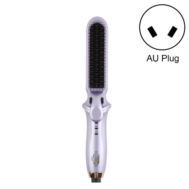 Multifunctional Curling Dry & Wet Electric Negative Ion Hair Straightening Comb, Specification:AU Plug(512 Purple)