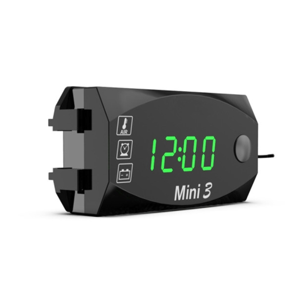Voltage Clock And Temperature 3 In 1 LED Electronic Meter Large-Screen Digital Display Waterproof And Dustproof Voltmeter(Green Light)