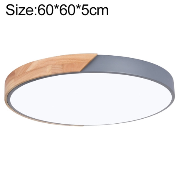 Wood Macaron LED Round Ceiling Lamp, 3-Colors Light, Size:60cm(Grey)