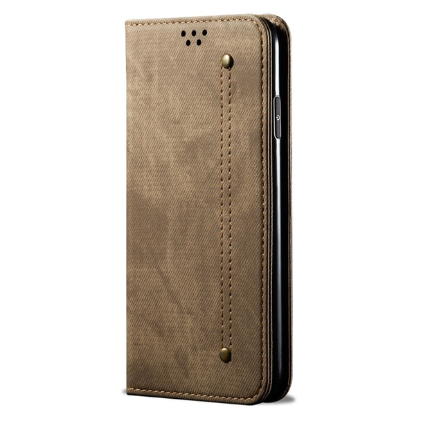 For Xiaomi Mi CC9 / Mi 9 Lite Denim Texture Casual Style Horizontal Flip Leather Case with Holder & Card Slots & Wallet(Khaki)