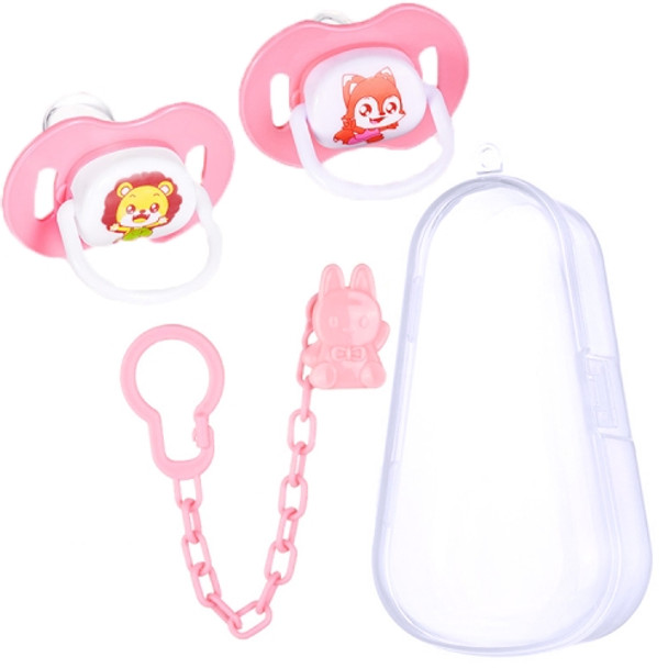 5 PCS Baby Cartoon Silicone Pacifier Set And Chain Combo Baby Sleeping Peacefully(Pink)