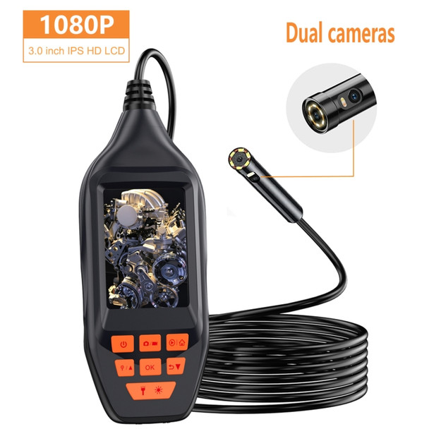 M30 1080P 8mm Dual Lens HD Industrial Digital Endoscope with 3.0 inch TFT Screen, Cable Length:10m Hard Cable(Black)
