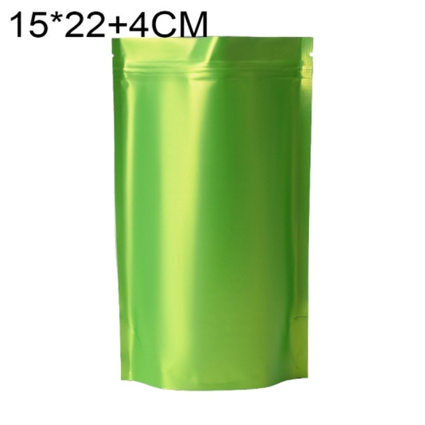 100 PCS/Set Matte Aluminum Foil Snack Stand-up Pouch, Size:15x22+4cm(Green)