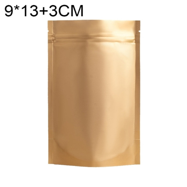 100 PCS/Set Matte Aluminum Foil Snack Stand-up Pouch, Size:9x13+3cm(Gold)