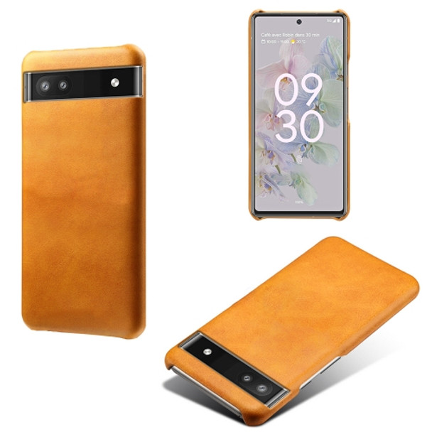 For Google Pixel 6a Calf Texture PC + PU Phone Case(Orange)