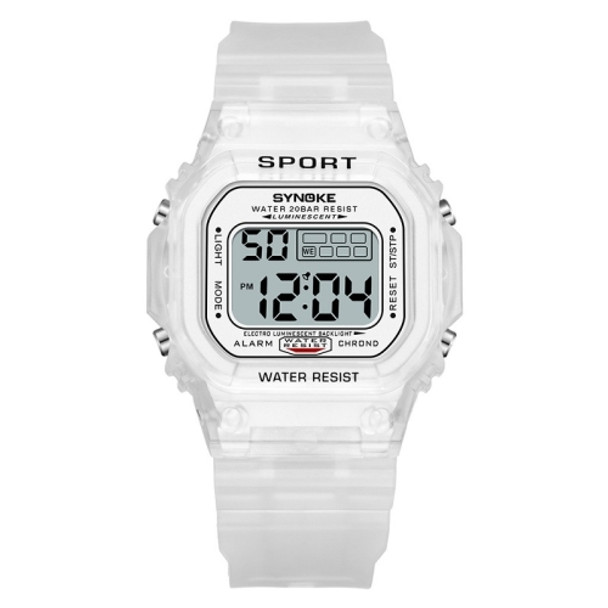 SYNOKE 9620 Couple Sports Plastic Strap Electronic Watch(Transparent White)