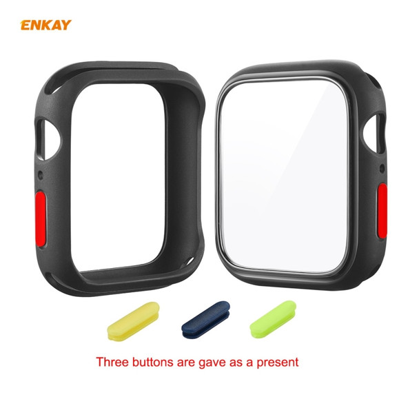 ENKAY Hat-prince Full Coverage TPU Case + Tempered Glass Protector for Apple Watch Series 6 / 5 / 4 / SE 44mm(Black)