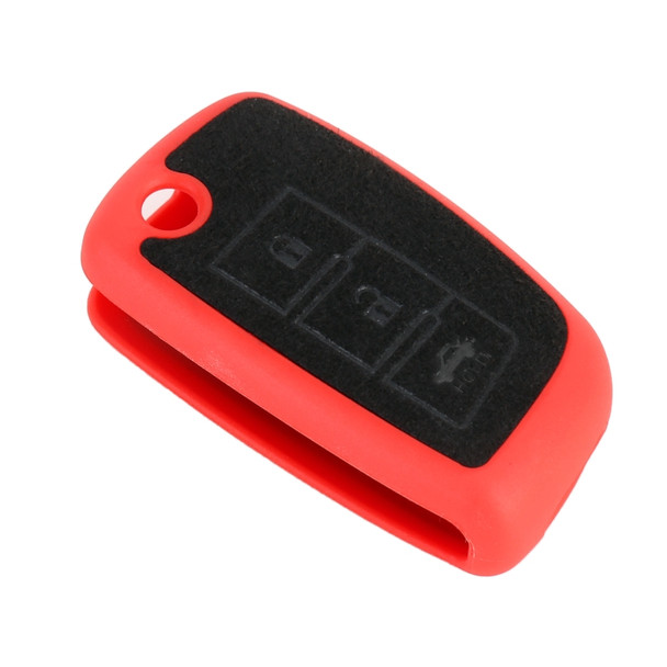 Car Flocking Plastic Key Protective Cover Three Buttons B for Nissan X-TRAIL / Teana / Qashqai / Sylphy / Tiida, Style 1 (Red)