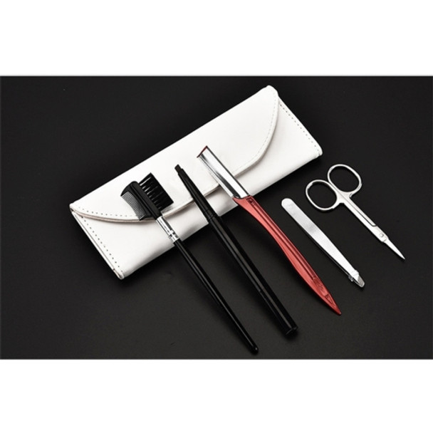 Portable Stainless Steel Beauty Makeup Tools (Eyebrow Comb + Eyebrow Scissors + Eyebrow Knife + Eyebrow Clip + Eyebrow Brush) Kit