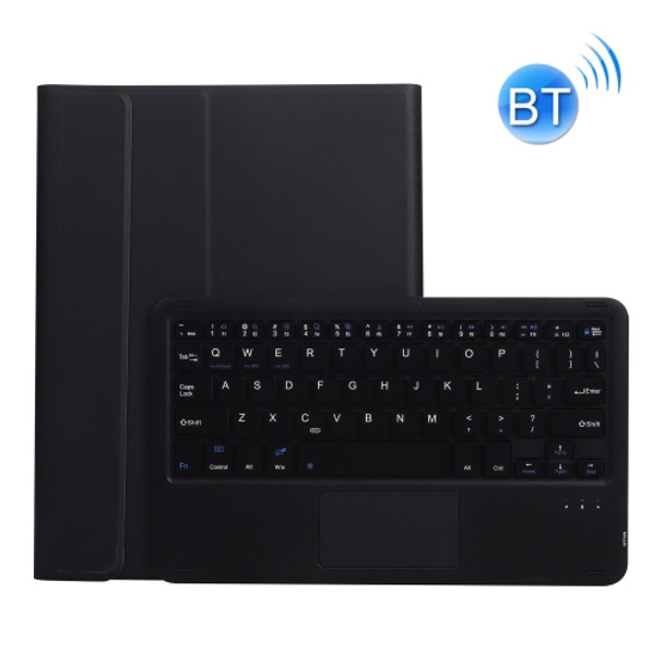A11B-A Lambskin Texture Square Keycap Bluetooth Keyboard Leather Case with Touch Control For iPad Air 4 2020 10.9 / Pro 11 inch 2021 & 2020 & 2018(Black)