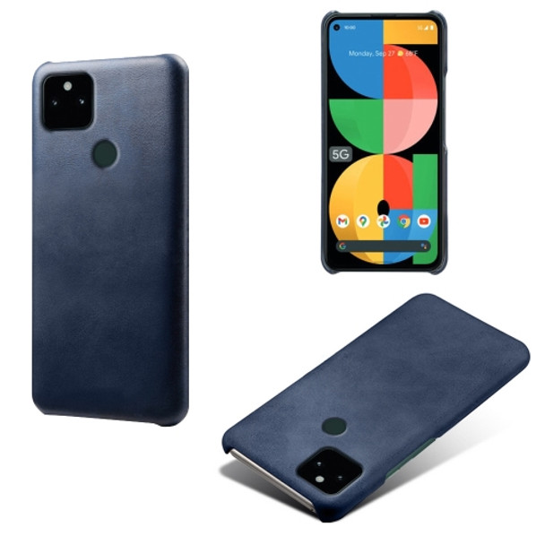 For Google Pixel 5a 5G Calf Texture PC + PU Phone Case(Blue)