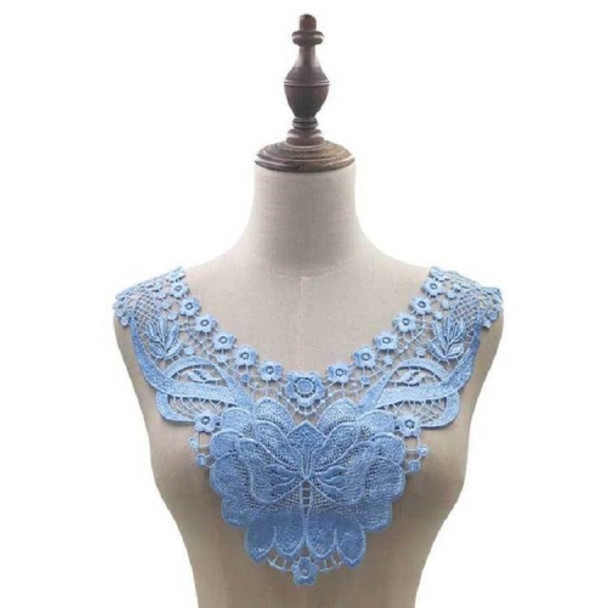 Sky Blue Lace Butterfly Flower Embroidery Collar Flower Three-dimensional Hollow Fake Collar DIY Clothing Accessories, Size: 36 x 30cm