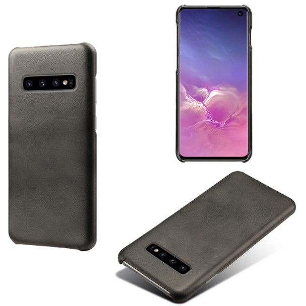 For Samsung Galaxy S10 Calf Texture  PC + PU Phone Case(Black)