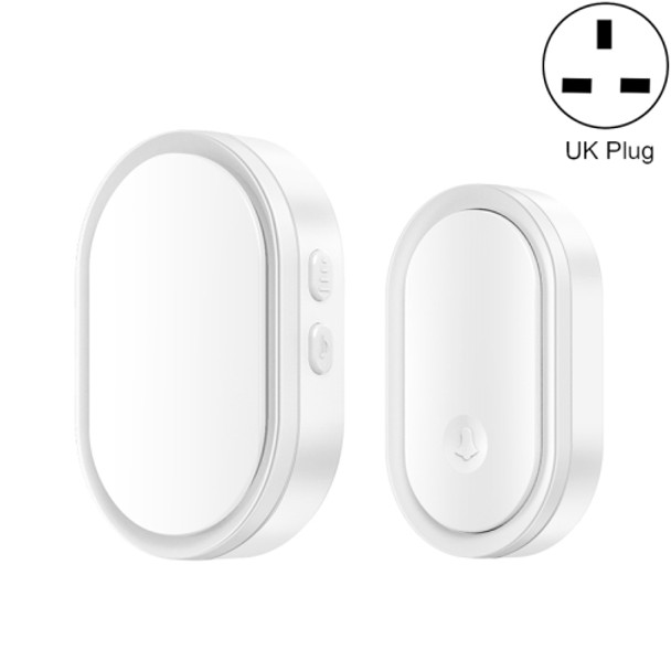 CACAZI A99 Home Smart Remote Control Doorbell Elderly Pager, Style:UK Plug(White)
