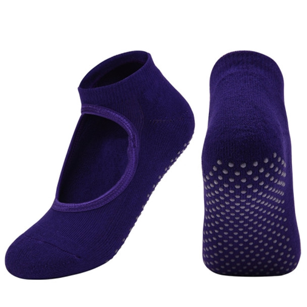 2 Pairs Combed Cotton Yoga Socks Towel Bottom Reveal Round Head Dance Fitness Sports Flooring Socks, Size: One Size(Purple )