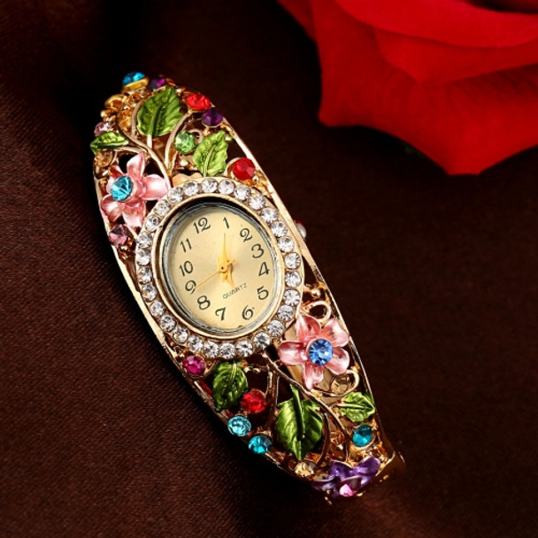 xr1685 Diamond Bracelet Watch Ethnic Palace Painted Bracelet Watch(Colorful)