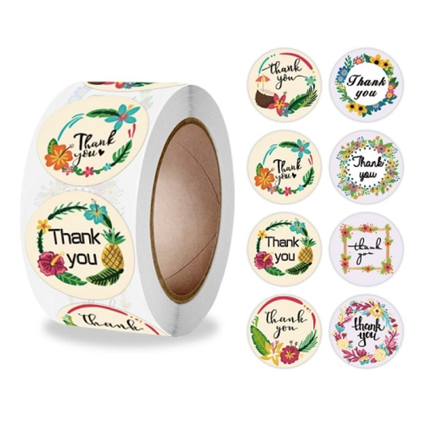 10 PCS Floral Thank You Sticker Envelope Sealing Sticker, Size: 2.5cm / 1 inch(A-303)