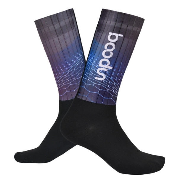 Boodun K211446 Elastic Riding Socks Outdoor Breathable Moisture Absorption Pressure Socks, Size: One Size(Black Blue)