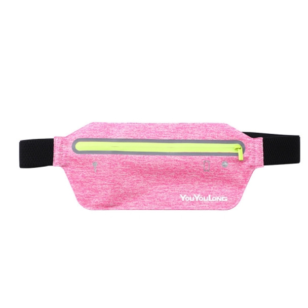 YOUYOULONG Outdoor Sports Waterproof Waist Bag Thin And Light Close-Fitting Running Waist Bag(Pink Grey)
