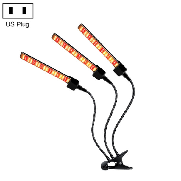 LED Clip Plant Light Timeline Remote Control Full Spectral Fill Light Vegetable Greenhouse Hydroponic Planting Dimming Light, Specification: Three Head US Plug